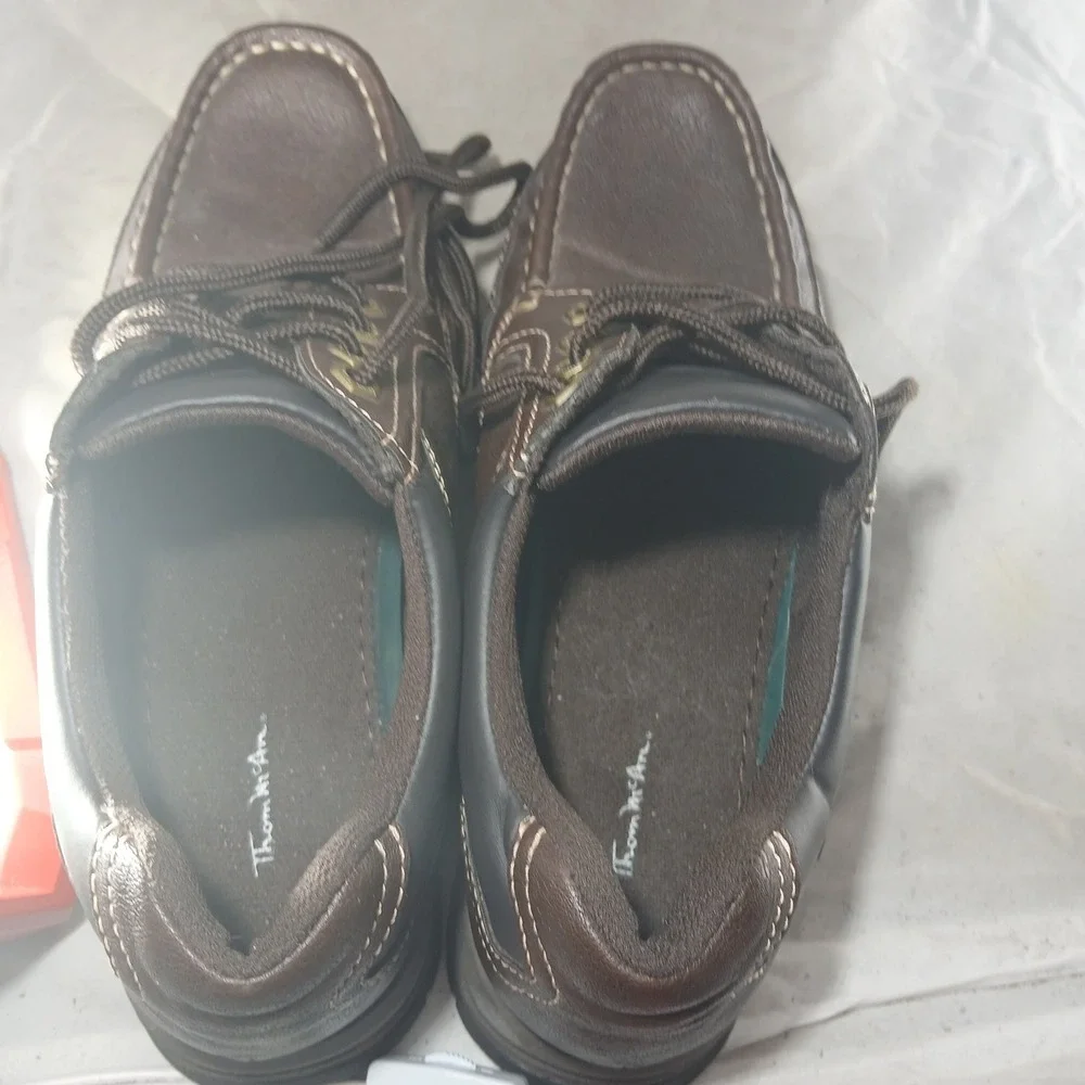 Thom McAn Mens KC TRAIN Brown Moc Toe Lace Up Oxford Shoes Size 7.5M‎ 56305